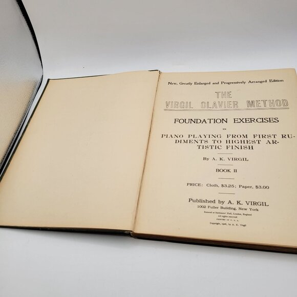 Virgil Clavier Method Book 2 Antique 1906 Hardcover Foundation Exercises Piano - Picture 10 of 16